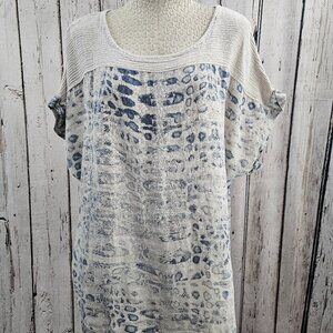 Women's 2X Lungo L'Arno Italy 100% Linen Short Sleeve‎ Shirt Top Tee Blouse EUC